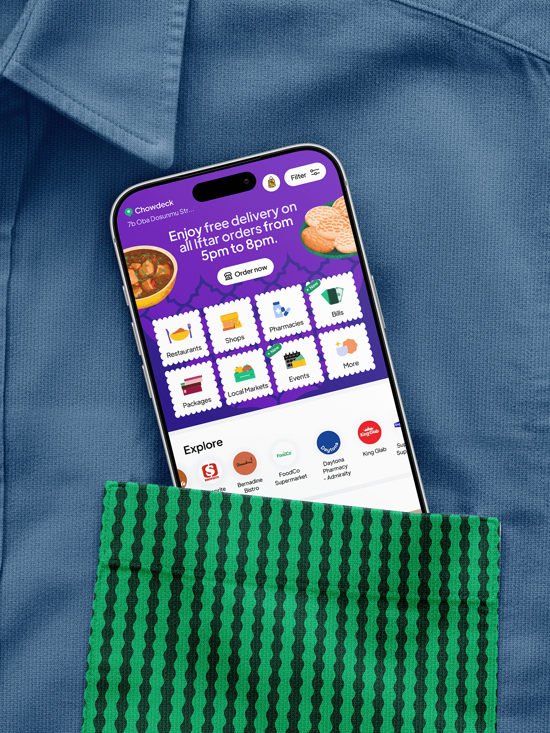 Chowdeck app advertisement on lock screen