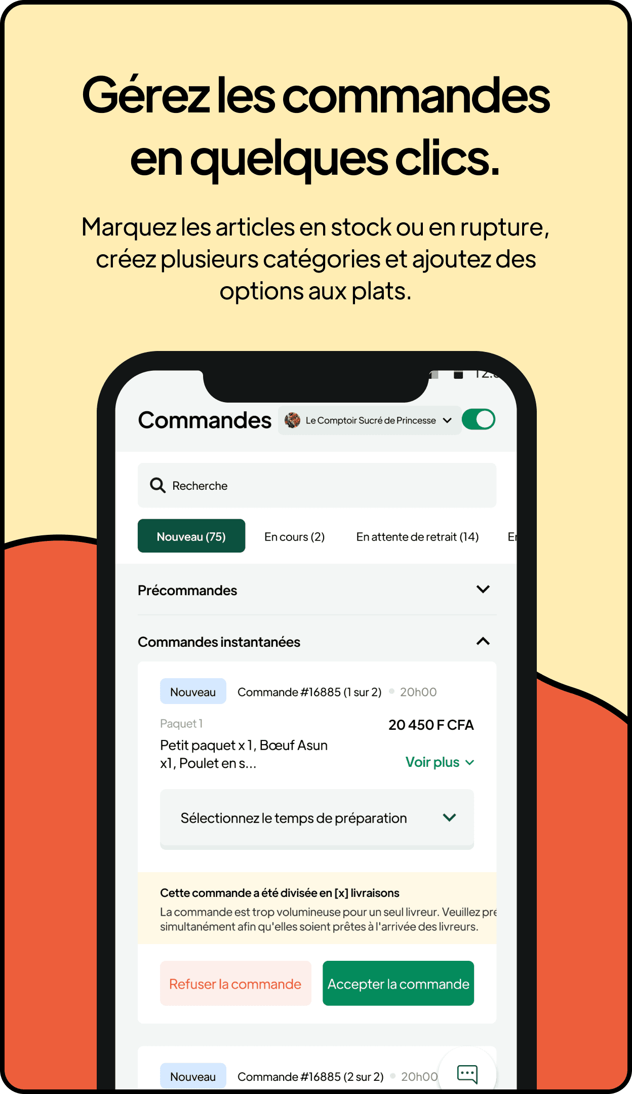 application Chowdeck pour les vendeurs